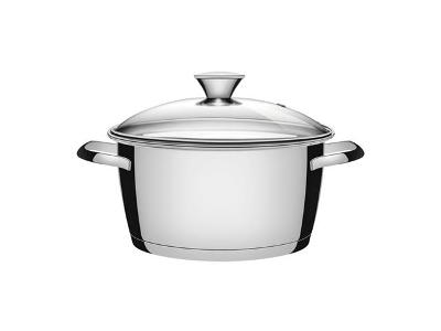 Caçarola Funda Tramontina Allegra em Aço Inox e Tampa de Vidro 22CM