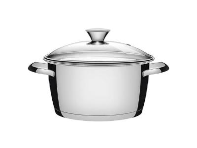 Caçarola Funda Tramontina Allegra em Aço Inox e Tampa de Vidro 24CM