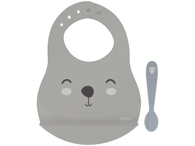 Kit Babador e Colher Infantil Tramontina Le Petit Cinza 2 Peças