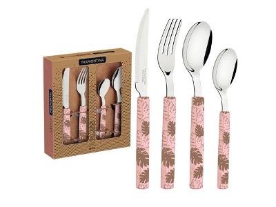 Faqueiro Tramontina Bliss Cabos Rosa Pastel 16 Peças