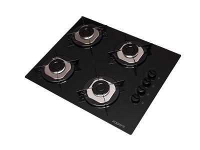 Cooktop Fogatti Mesa de Vidro Preto Flange Inox Bivolt 4 Bocas
