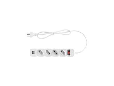 Filtro de Linha Intelbras com 4 Tomadas e 2 USB EPE 204 USB + Branco