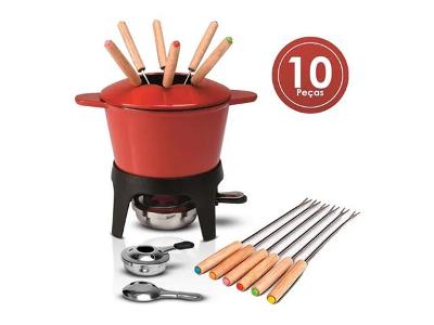 Conjunto para Fondue Haus Sauté Vermelho 10 Peças