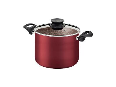 Caldeirão Tramontina Paris Antiaderente Tampa de Vidro Vermelho 22CM