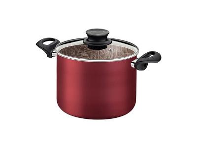 Caldeirão Tramontina Paris Antiaderente Tampa de Vidro Vermelho 24CM