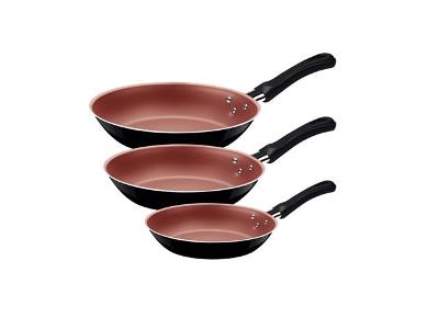 Jogo de Frigideiras Tramontina Caribe Antiaderente Preto 3 Peças