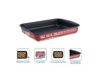 Assadeira Retangular F2 Rochedo Viva Sabores Revestida