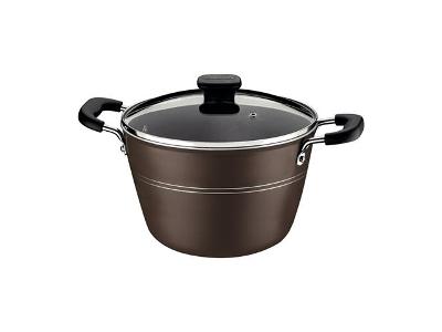 Caldeirão Tramontina Sicília Antiaderente c Tampa de Vidro Avelã 26CM