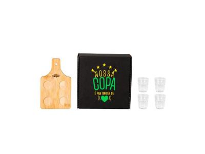 Conjunto em Bambu com 4 Copos para Dose 5 Peças