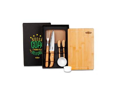 Kit para Churrasco e Petisco em Bambu Porcelana 7 Peças