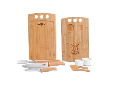 Conjunto para Churrasco e Petisco em Bambu Inox