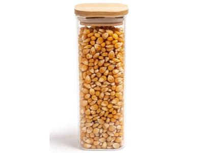 Pote de Mantimentos Quadrado Oikos Flat com Tampa Bambu 400ML