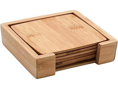 Jogo de Porta Copos Oikos Quadrado de Bambu 6 Peças