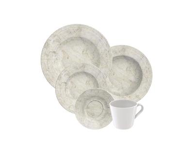 Aparelho de Jantar Tramontina Travertino Porcelana Decorada 20 Peças