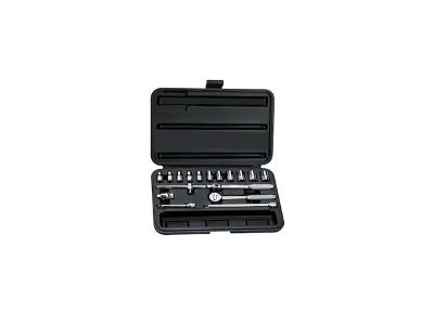 Jogo De Soquetes Stanley Sextavados em mm Encaixe 1/4â€ - 17 Peças