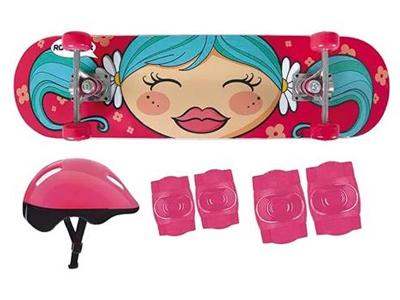 Kit Skate Infantil MOR Menina com Acessórios de Segurança