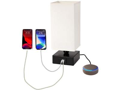 Luminária Abajur 2 Portas USB e Tomada Extra Bivolt