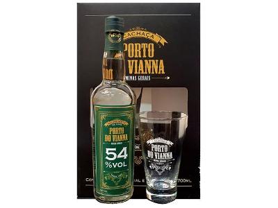 Kit Aguardente Porto do Vianna 54 Graus 700ML com Copo