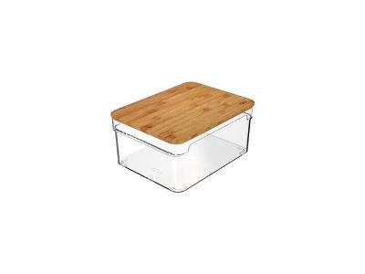 Organizador Clear OU com Tampa de Bambu 3 Litros