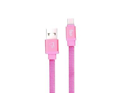 Cabo Tipo-C ELG em Tecido Canvas Reforcado para Recarga Rosa