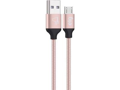 Cabo Micro USB ELG Blindado Inox Conector em Alumínio Rosa