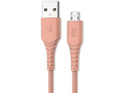 Cabo ELG 2.4A Micro USB Emborrachado 1,2M Rosa