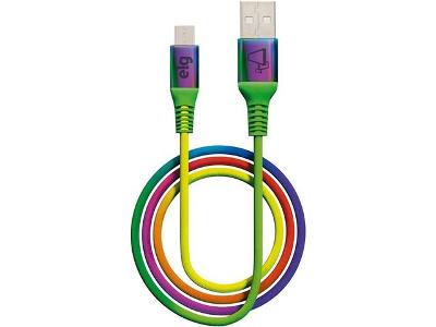 Cabo Micro ELG USB Rainbow Conectores em Aluminio 1 Metro