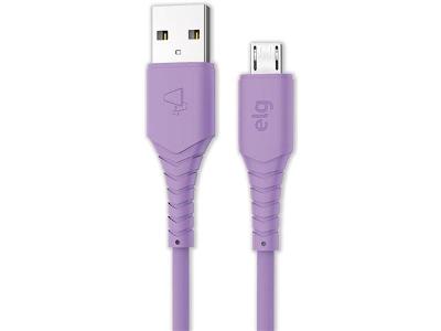 Cabo ELG 2.4A Micro USB Emborrachado 1,2M Roxo