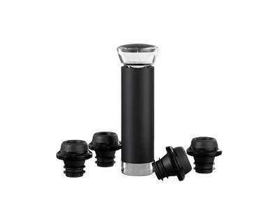 Kit Bomba a Vácuo Manual Vinhos com 4 Rolhas Prana Adega Bar Preto