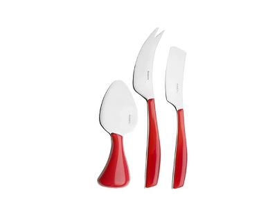 Conjunto para Queijo Faca Espátula Frios Vermelho Bugatti 3 Peças
