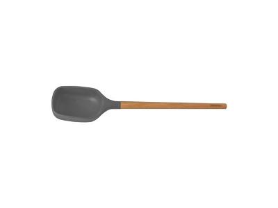 Colher de Servir Tramontina Live em Silicone Cinza com Cabo de Madeira