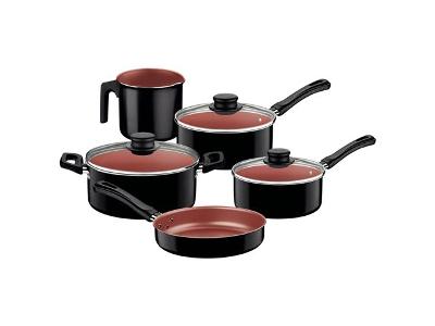 Jogo de Panelas Tramontina Caribe Antiaderente Preto 5 Peças