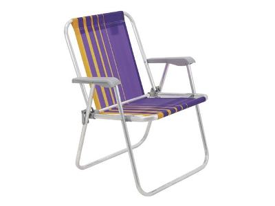 Cadeira de Praia Tramontina Samoa Alta em Alumínio Roxo e Amarelo