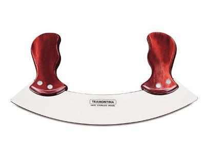 Mezzaluna Tramontina Polywood em Inox e Cabos de Madeira Vermelho
