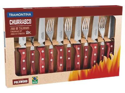 Conjunto para Churrasco Tramontina Polywood Vermelho - 12 Peças