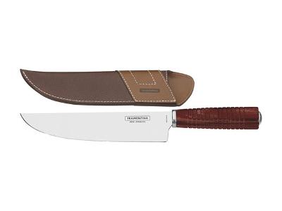Faca Tramontina para Carne Cabo Vermelho 8" com Bainha de Couro