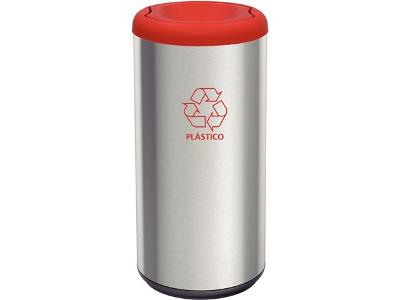 Lixeira Inox Tramontina Piemonte Acabamento Scotch 40 Litros Vermelha