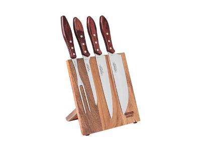Jogo para Churrasco Tramontina Cabo em Madeira Vermelho 5 Peças