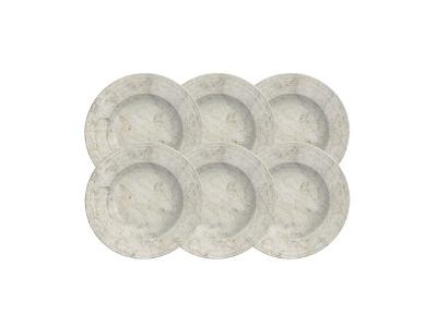 Kit Prato Sobremesa Tramontina Travertino em Porcelana Decorada 6Peças