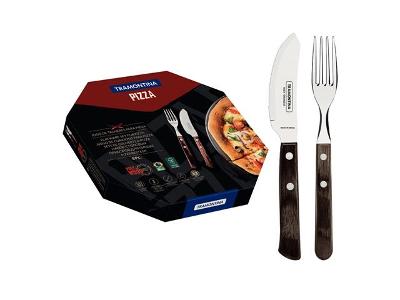 Jogo de Talheres para Pizza Tramontina Cabo Polywood Castanho 8 Peças