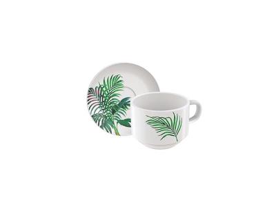 Conjunto Xícara e Pires de Chá Tramontina Graziela Porcelana Decorada