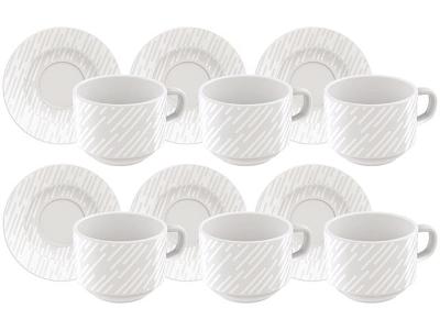Kit Xícaras e Pires de Chá Tramontina Marie em Porcelana Decorada