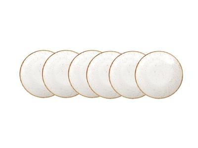 Kit Prato Sobremesa Tramontina Rústico Marrom PorcelanaDecorada 6Peças