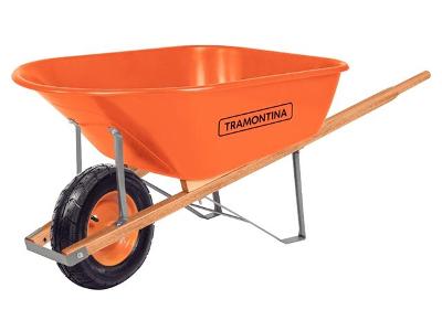 Carrinho de Mão Tramontina c/Caçamba Extrafunda Plástica Laranja 11