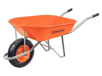 Carrinho de Mão Tramontina c/Caçamba Extrafunda Metálica Laranja 80