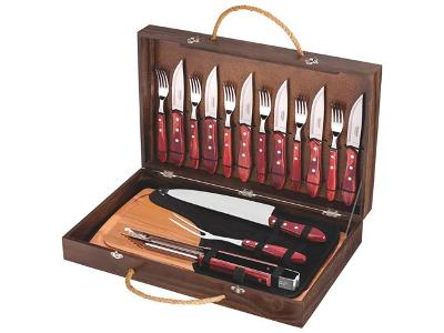 Kit para Churrasco Tramontina Polywood Cabo Vermelho 17 Peças