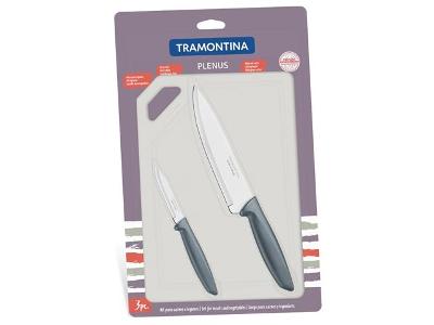 Jogo Facas Tramontina Inox 3 peças Plenus Cinza