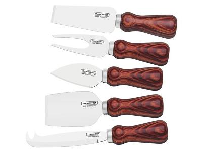 Jogo Queijo Inox Tramontina 5 peças Polywood