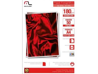 Papel Fotográfico Glossy Paper Multilaser A4 180G Branco 50 Folhas