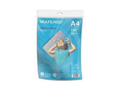 Papel Fotográfico Multilaser Glossy A4 210x297mm 150g 20 Folhas PE038